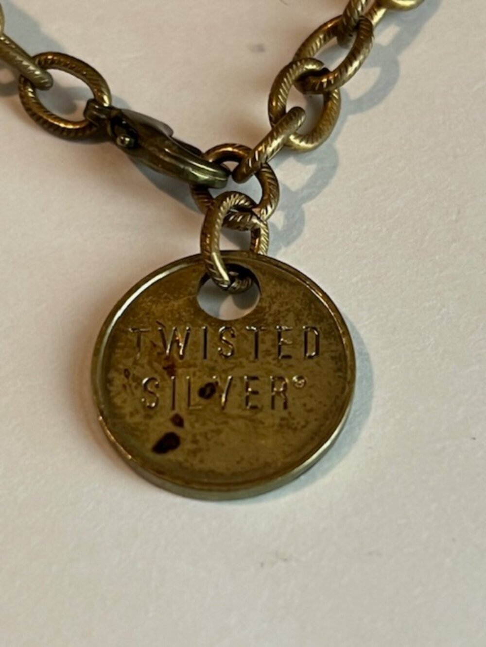 Twisted Silver Patina Bracelet Rustic Boho Chain Link Cuff Adjustable (Retired) - Picture 2 of 2